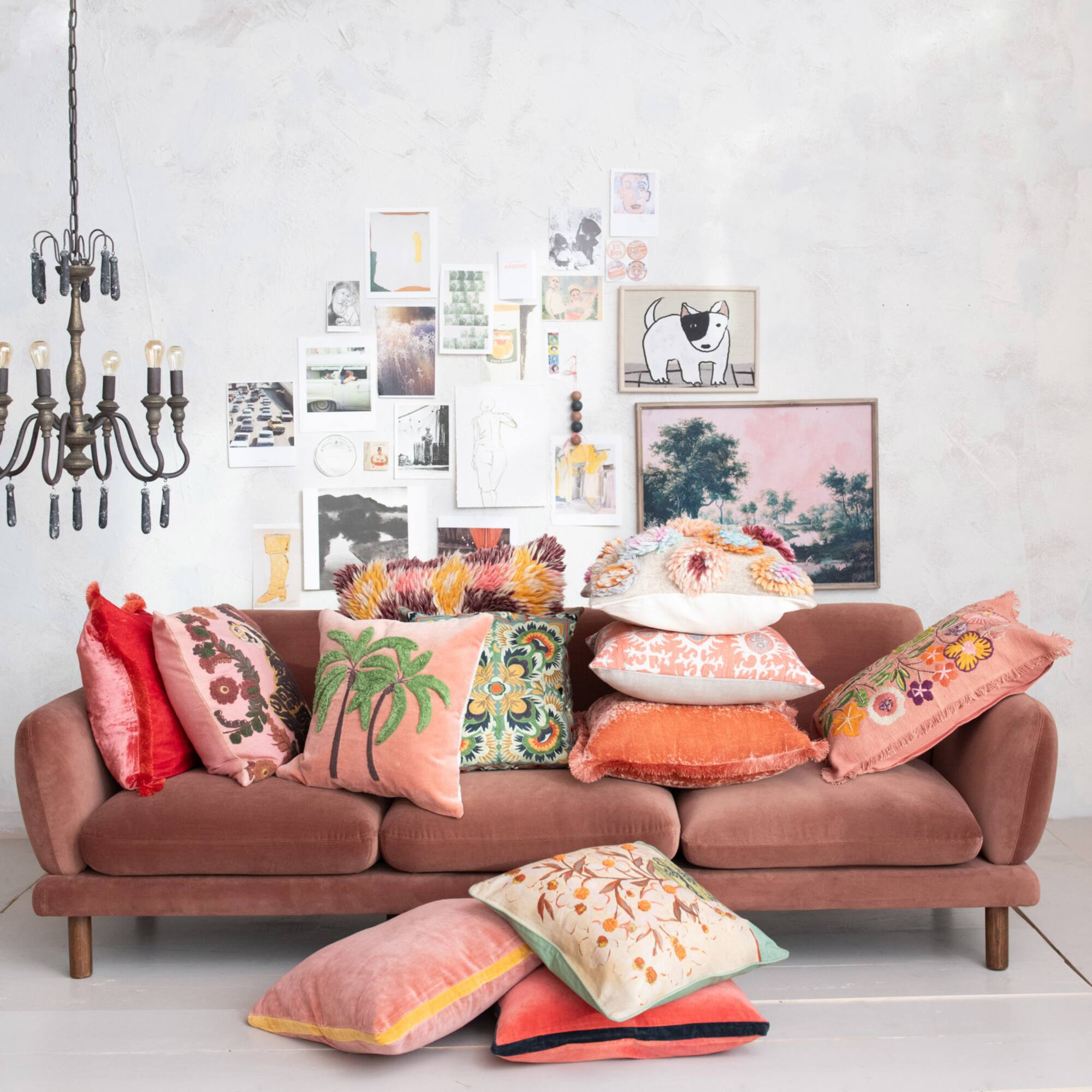 Hello Honey® 20" x 20" Clay Charm Eyelash Fringe Pillow